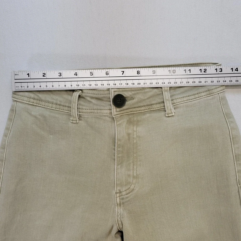 OAT New York‎ Cargo Jeans Womens 4/27 Green Wide Leg Raw Hem High Rise Utility